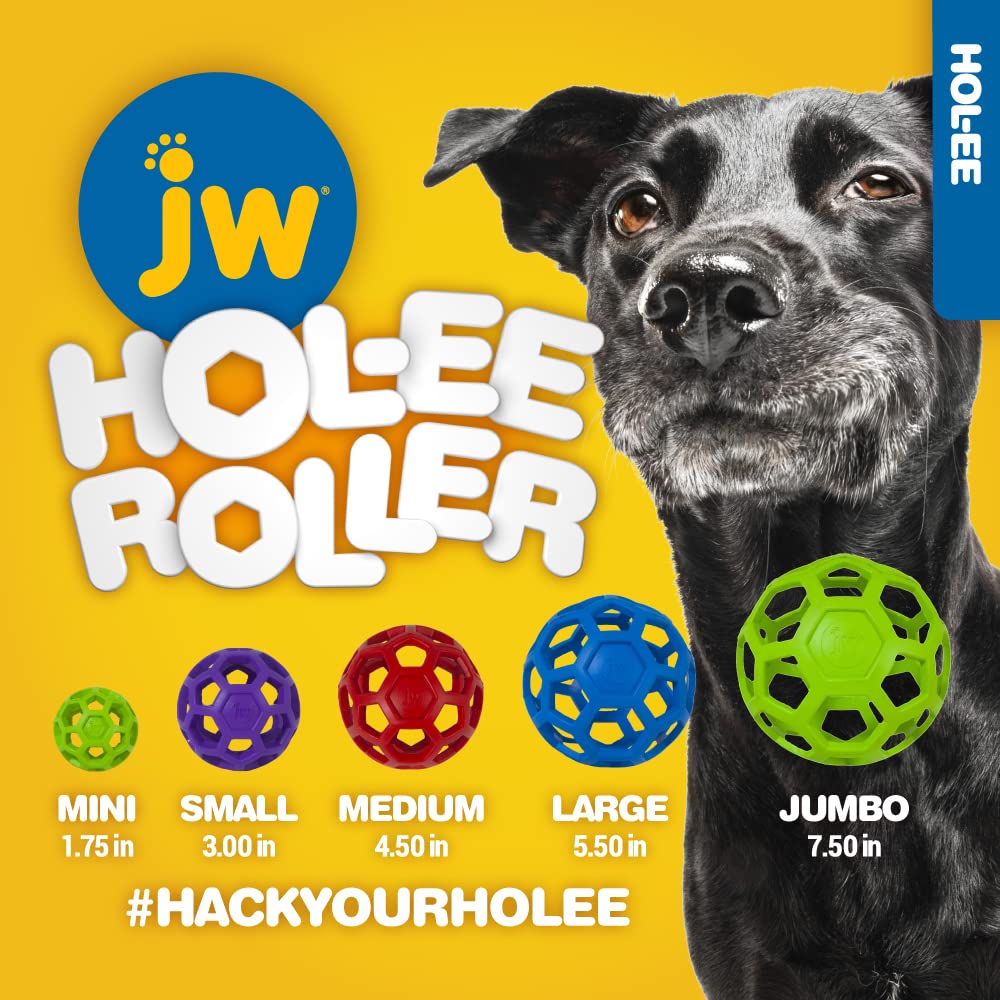 JW Pet HOL-ee Roller Dog Puzzle Ball, XL 7.5in, Natural Rubber