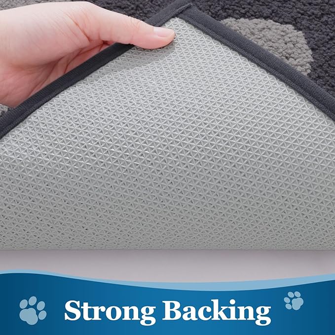 Buganda Dog Door Mat for Muddy Paws, Absorbent Dirt Trapper Washable Indoor Doormats, Non Slip Low-Profile Mud Mat for Dogs, Front Entrance Doormat for Inside Floor (48x30 Inches, Dark Grey)