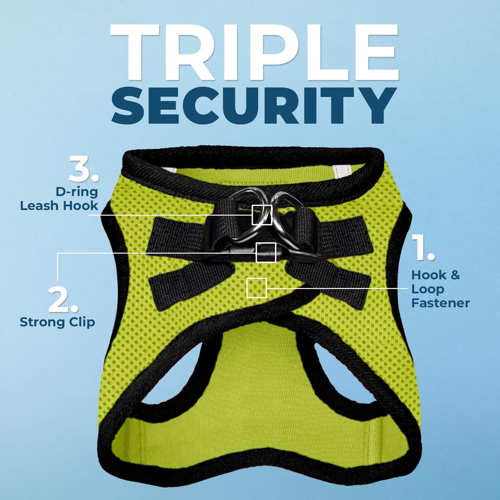 Best Pet Supplies Voyager Step-in Air All Weather Mesh Harness and Reflective Dog 5ft Leash Combo with Neoprene Handle, for Small, Medium and Large Breed Puppies - Lime/Black Trim, XX-Small