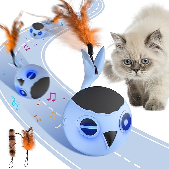 Cat Toys Ball, Smart Motion Sensor Moving Ball with 4 Sounds& 3 Speed Modes