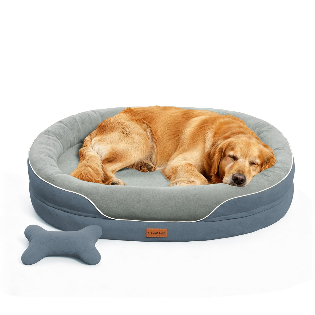 CWAWZ Large Orthopedic Dog Bed, 36 in. Dog Bed for Large Sized Dogs with Full-Surround Bolsters, Dual-Sided Dog Cooling Beds with Memory Foam, Washable Pet Sofa Couch with Nonslip Bottom, Light Grey