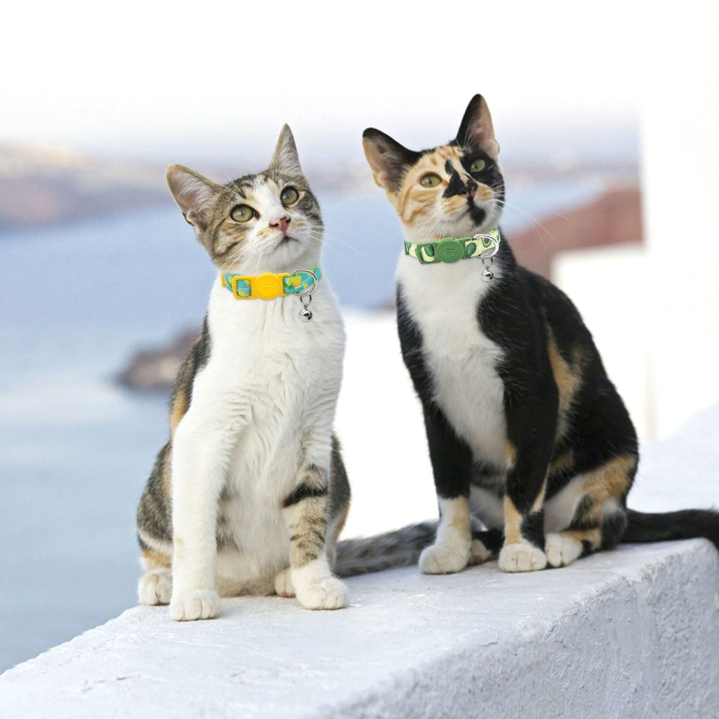 azuza 4 Pack Cat Kitten Collar Breakaway with Bell Quick Release Safe Buckle Adjustable Cat Kitten Collar