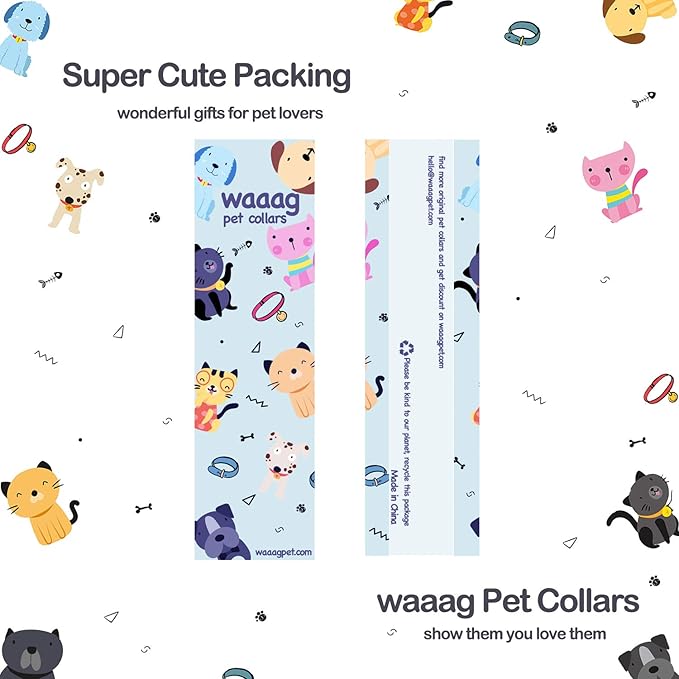 waaag Gold Moons and Stars Safety Breakaway Cat Collar, Glow in The Dark (Kitten 6.5"-10" Neck, Emerald)