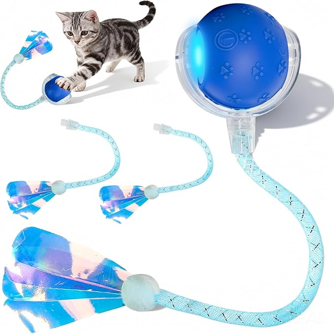 Rocfish Durable Interactive Cat Toys for Indoor Cats (Blue, 03)