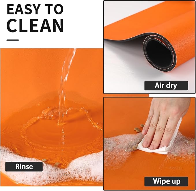 Dog Food Mat - Absorbent Cat Mat for Food and Water, No Stains Pet Feeding Bowl Mat, Easy to Clean Pet Placemats, Quick Dry Dog Water Dispenser Mat for Messy Drinkers | Paw Orange 12"x 19"
