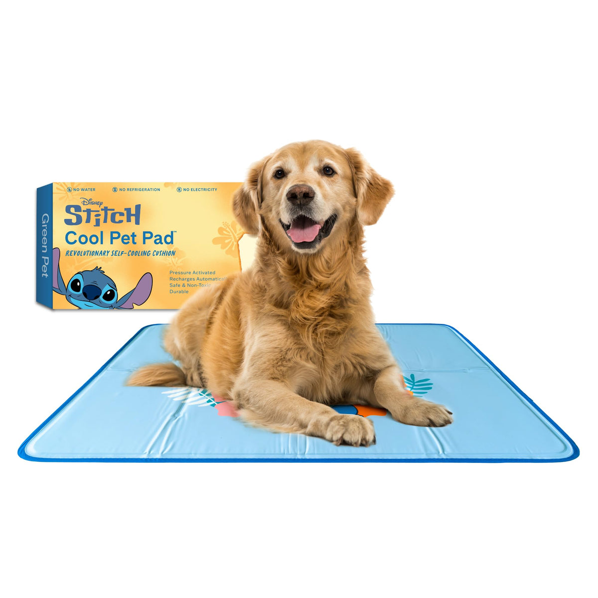 The Green Pet Shop Cool Pet Pad - Medium, Blue - Self-Cooling, Pressure Activated Mat for Dogs & Cats from 21-45 lbs - Non-Toxic Gel, No Water Needed