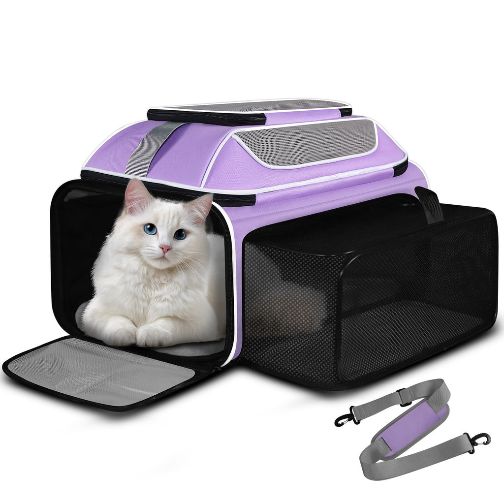 Petskd Top and Side Expandable Pet Carrier Airline Approved, Purple