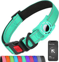 Erbine AirTag Dog Collar with AirTag Holder Compatible for Air Tag, Reflective Soft Padded, Safety Locking Buckle, Adjustable Nylon for Small Medium Large Dogs (Teal,XS)