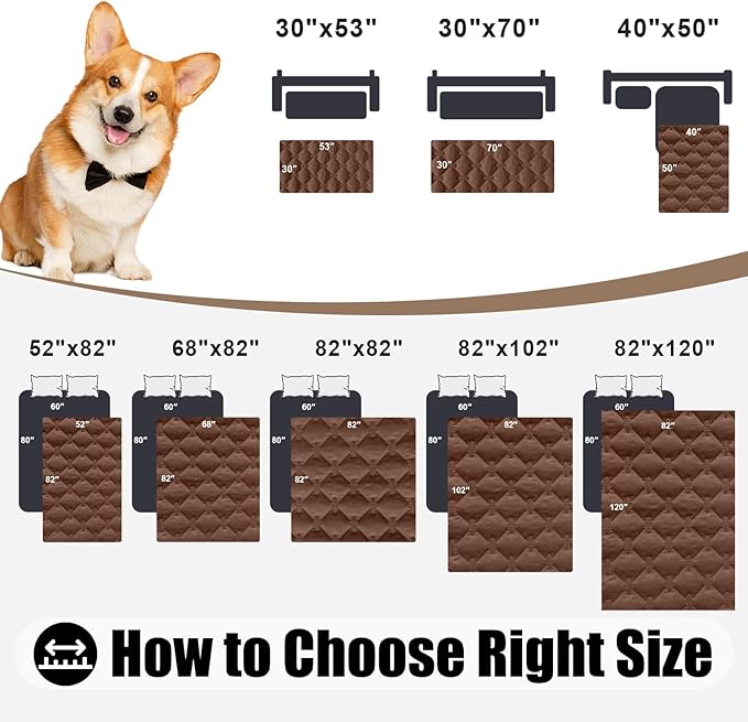 Smiry Waterproof Dog Bed Cover Blanket, Soft Reversible Pet Blanket, Washable Leakproof Cats Dogs Couch Cover for Sofa, Couch, Furniture (30x70 Inch, Brown/Chocolate)