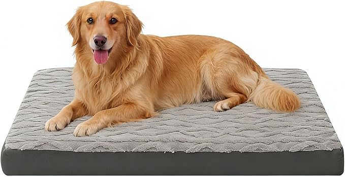 Maihandasi Orthopedic Dog Crate Bed – Waterproof Plush Pet Mattress with Removable Washable Cover, Non-Slip Bottom, Big Memory Foam Dog Bed for Crate, 36x27 Inch, Grey
