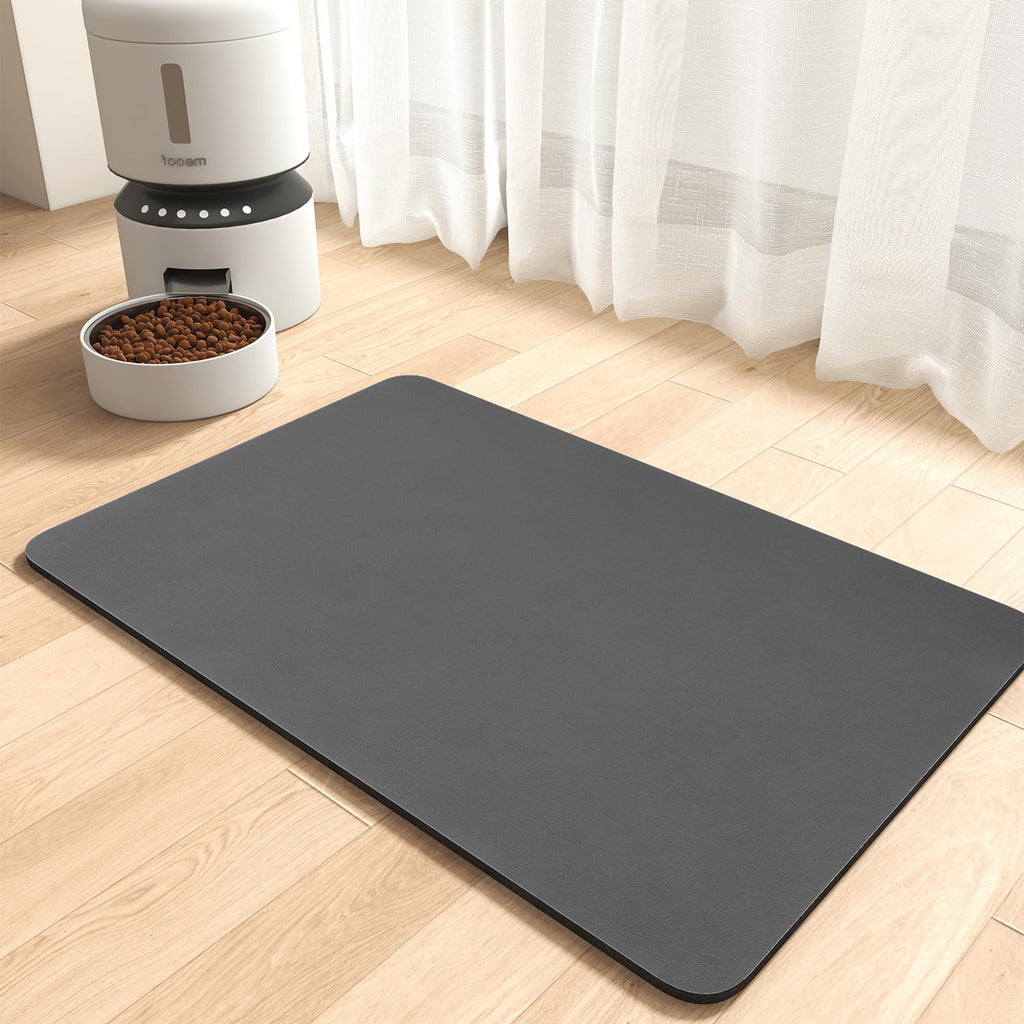 MontVoo-Absorbent Pet Feeding Mat-No Stains Pet Mat for Food and Water Bowl-Quick Dry Cat & Dog Food Mat Water Dispenser Mat-Pet Supplies Mat-Dog Water Bowl Mat for Messy Drinker,（Darkgrey,12"x19"）