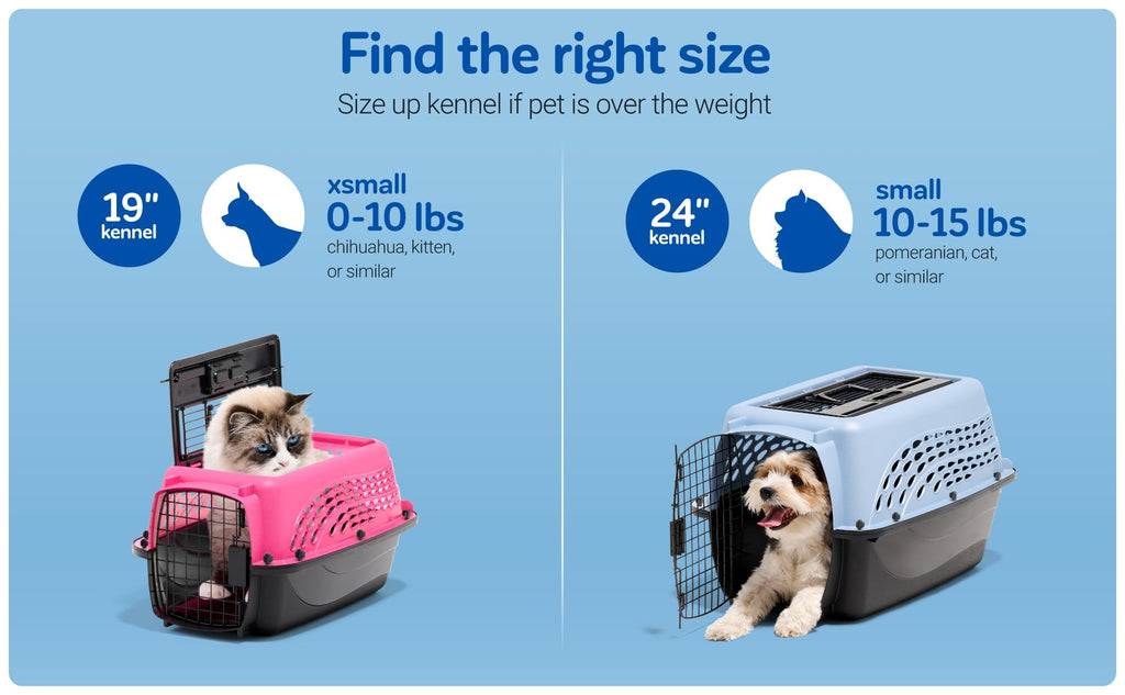 Petmate Dog Crates for Small Dogs & Cat Carriers, Two-Door Plastic Pet Kennel, Top & Front Loading, Made in USA, 24" For Pets Up To 15 lb, Pearl Tan