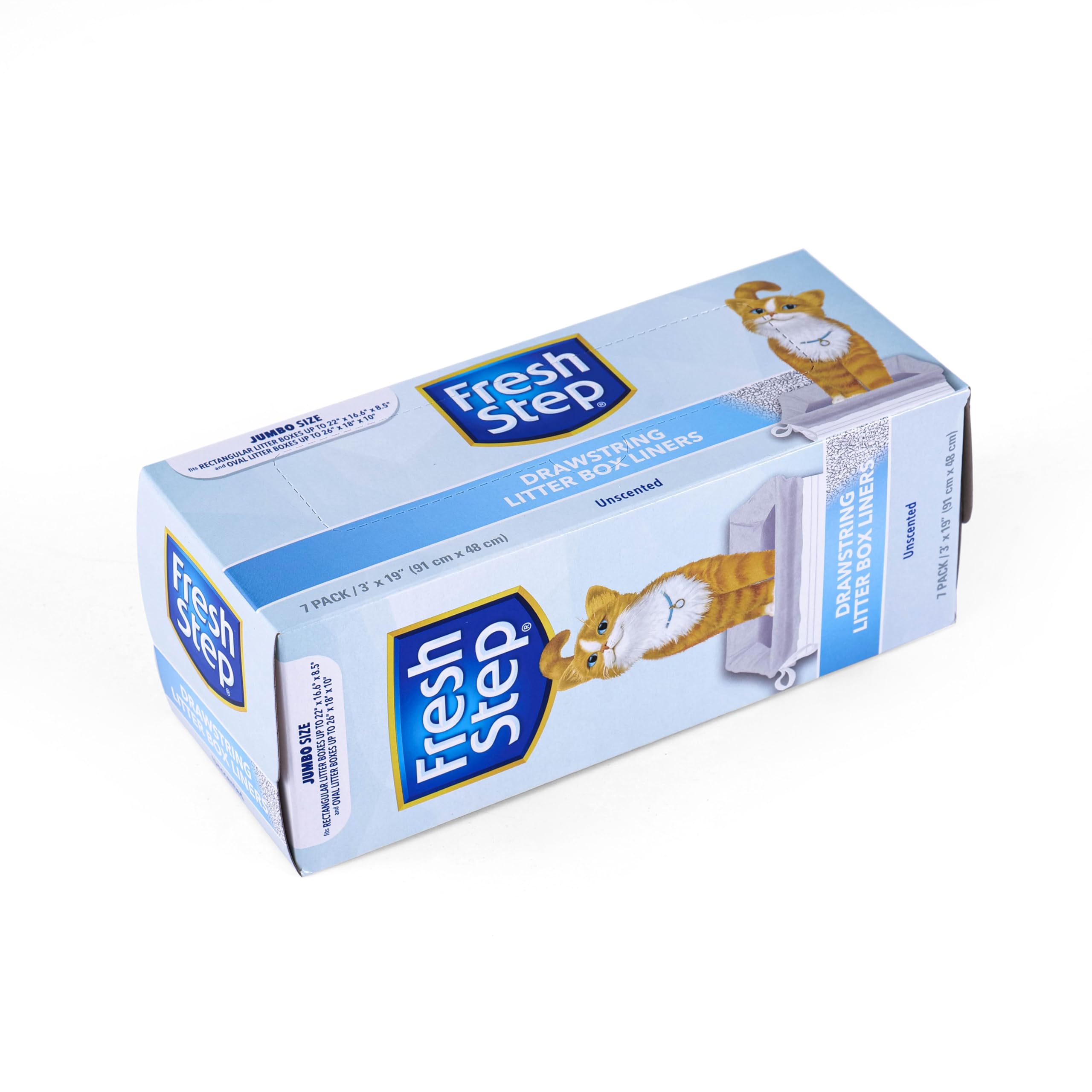 Fresh Step Drawstring Cat Litter Box Liners,Unscented, 3 ft x 19 in, 7 Ct