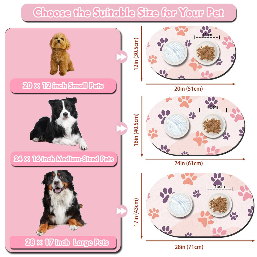 METEOROCK Large Pet Feeding Mat – 28''x17'' Absorbent Dog Mat for Food and Water, Easy Clean Cat Dog Water Bowl Mat, Non-Slip Pet Water Mat Protect Floor, Fit with Automatic Feeders and Double-Bowl