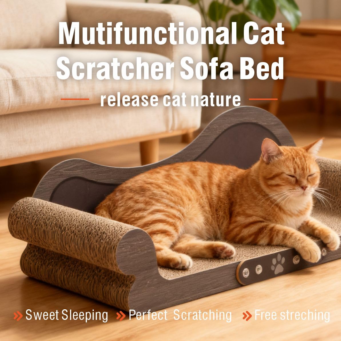 Extra Large Cat Scratcher Bed, Sofa Shaped Cardboard Couch