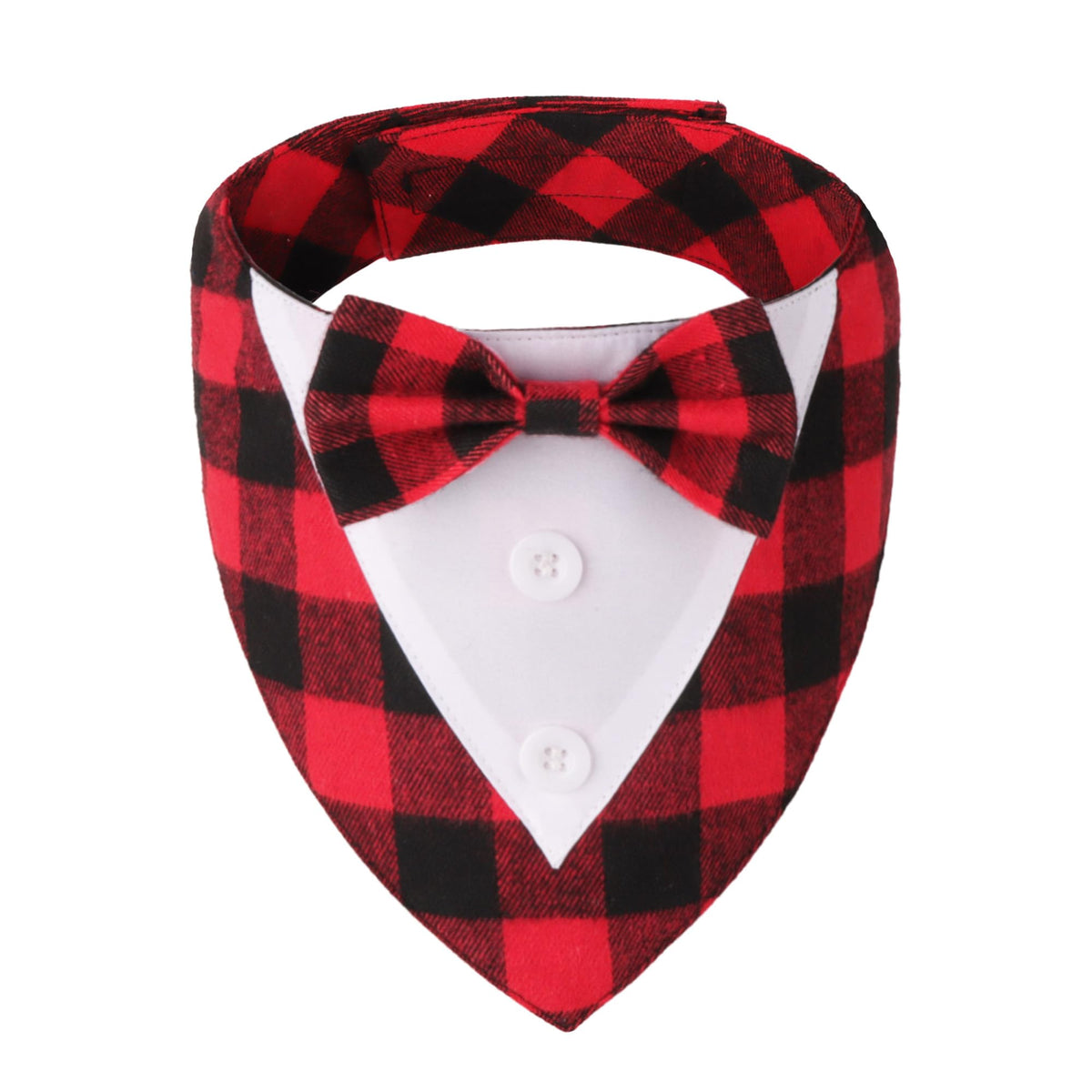 ADOGGYGO Fall Dog Tuxedo Bandana, Plaid Thanksgiving Dog Bow Tie Collar, XS