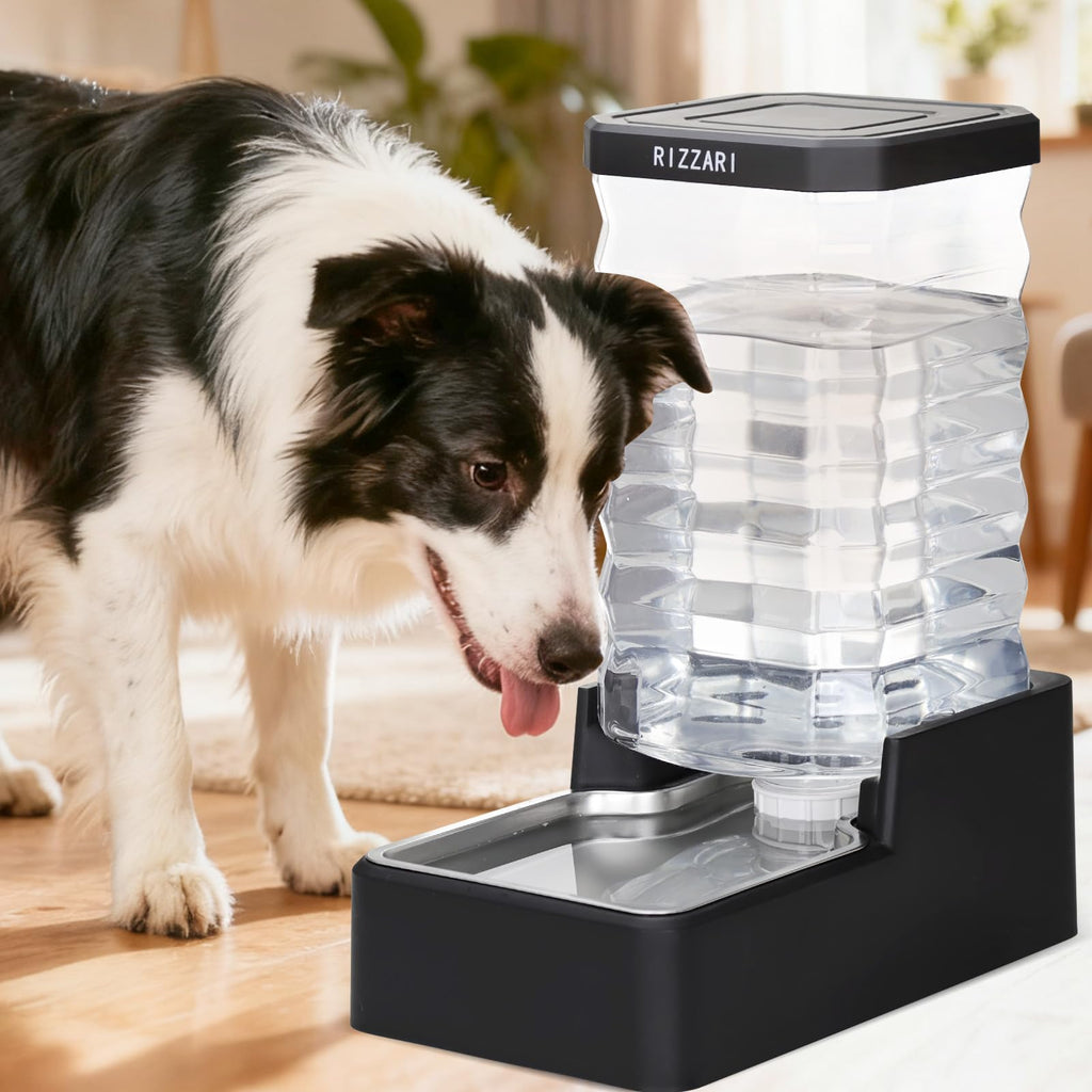RIZZARI 10L Gravity Dog Water Bowl Dispenser: Wide Mouth Filter-Free Design