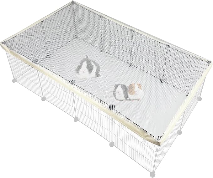 FULUE Cage Cover, Ventilated Mesh Top for C&C Midwest Guinea Pig Cage, Breathable & Escape-Proof Small Animal Enclosure Lid with Secure Clips for Rabbits（Not Include cage） (24inx47in Cage Cover)