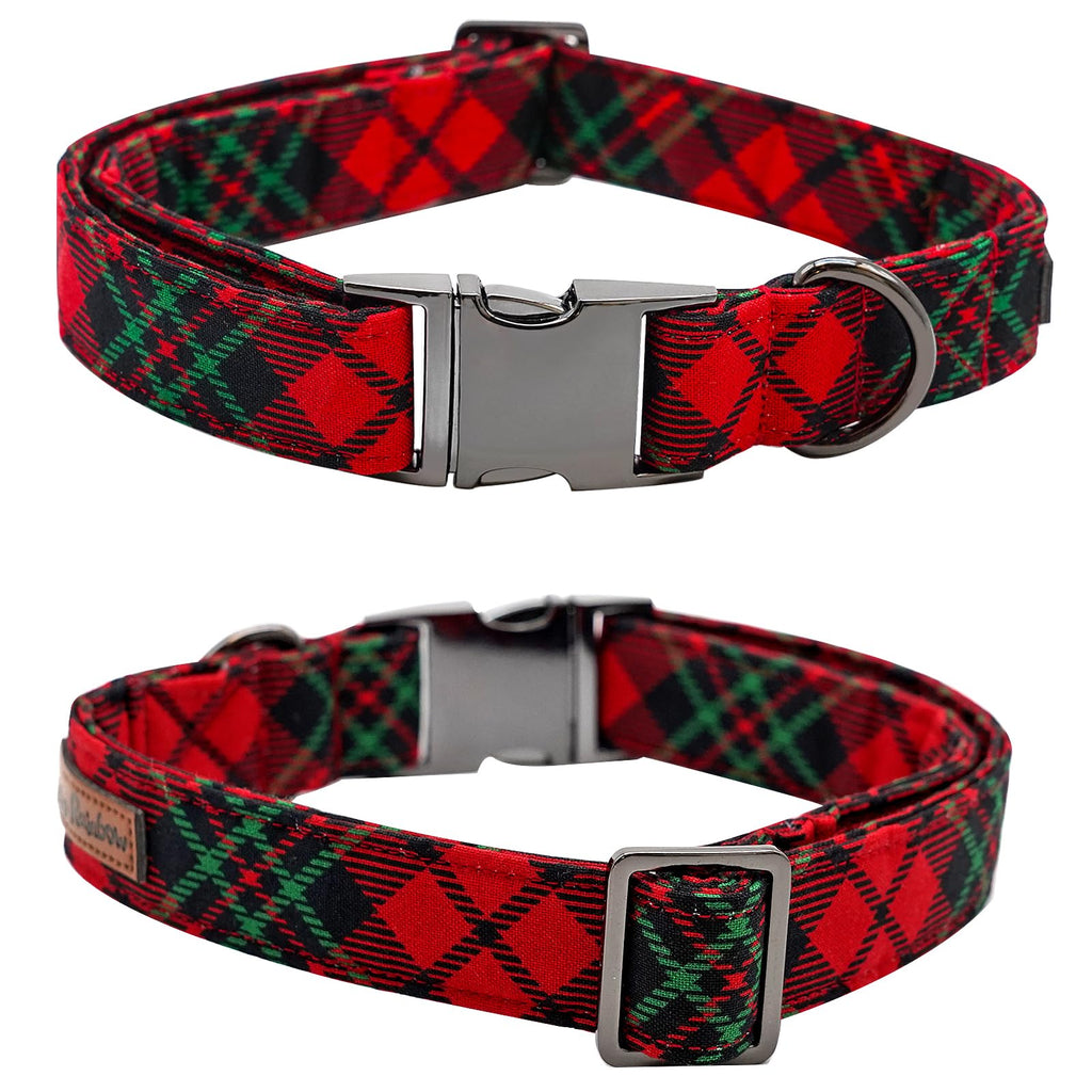 Bobo Rainbow Dog Collar, Christmas Dog Collar Plaid Pet Collar Bow Holiday Bows Girl Boy Puppy Collar Adjustable Pet Collar for X-Large Dogs