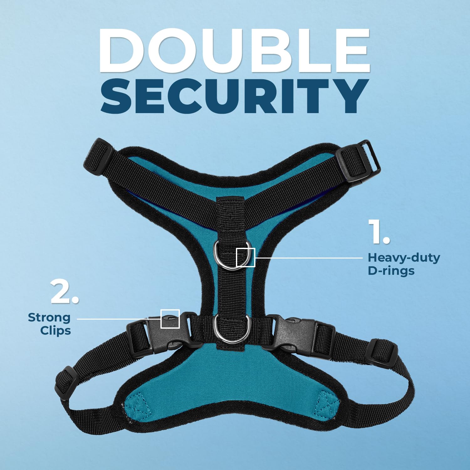 Voyager Step-in Lock Dog Harness - Turquoise/Black Trim, Large