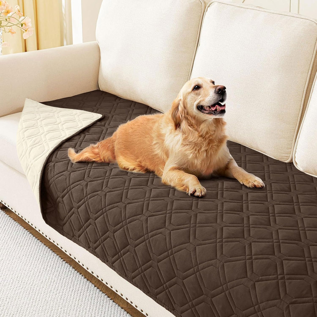 hyha Waterproof Reversible Dog Blanket, Soft Couch Cover for Dogs Washable