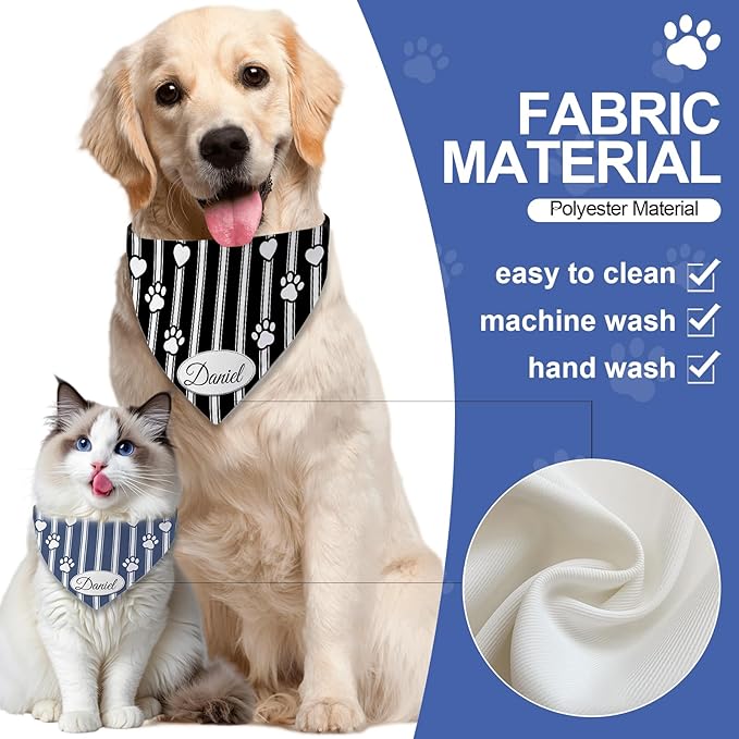 Personalized Dog Bandana Custom Name & Design, Premium Custom Dog Bandana for Small Medium Large Dogs, Soft Fabric Pet Scarf Personalized Pet Accessories Gift (Premium Elegant, Medium)