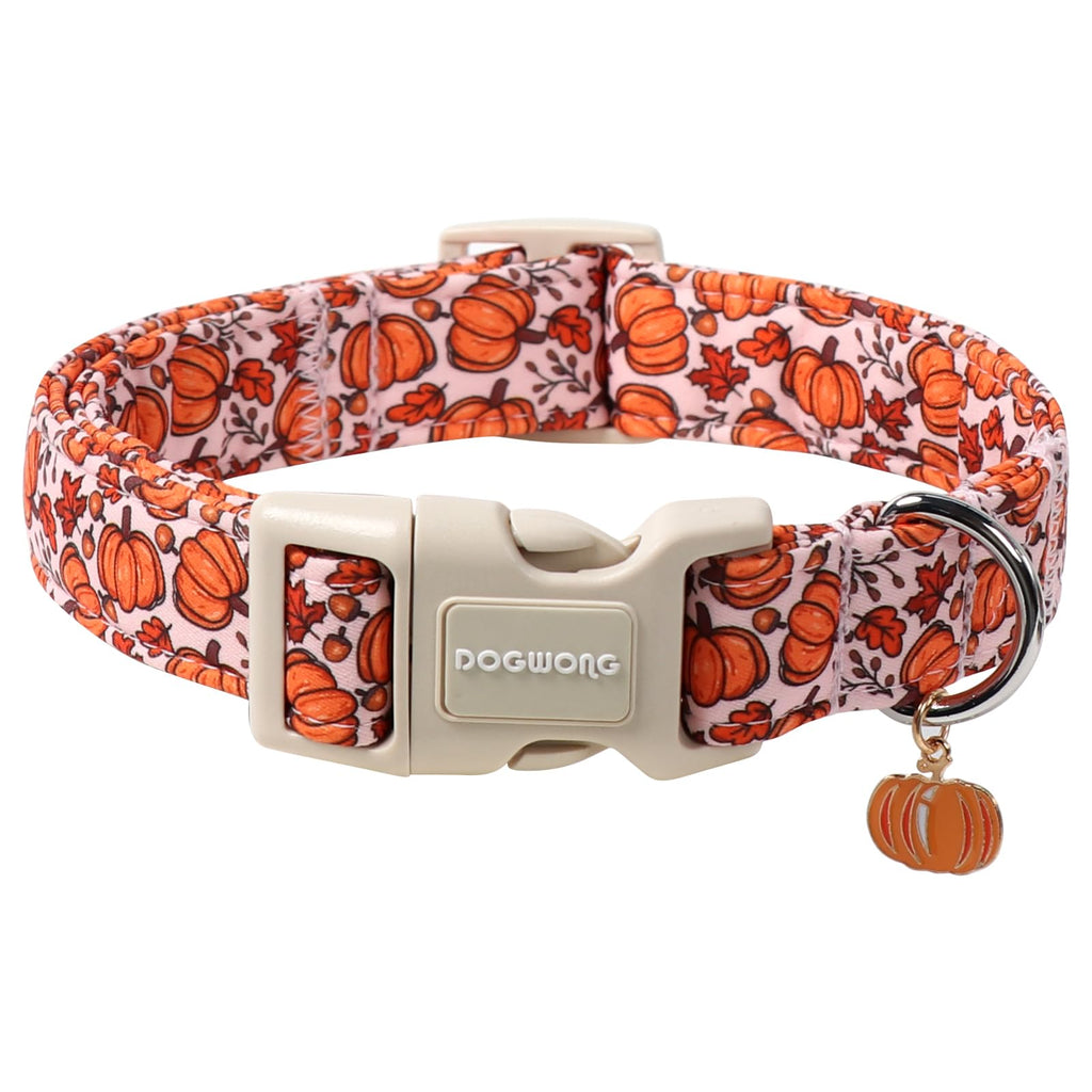 DOGWONG Fall Pumpkin Dog Collar- Cute Daisy Pumpkin Dog Collars Adjustable Orange Halloween Thanksgiving Dog Collar for Small Medium Large Dogs M — XS — L — M
