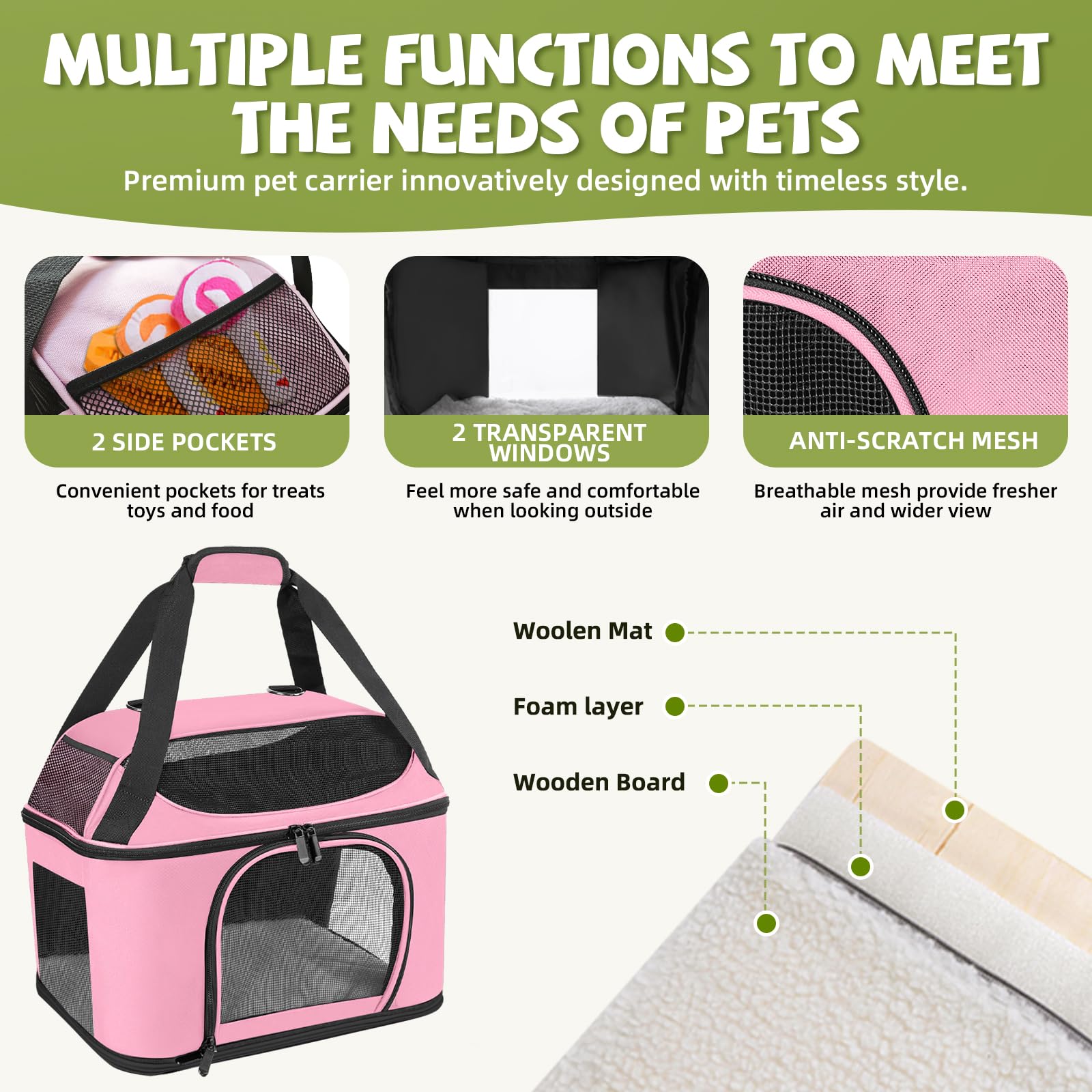 Soft Cat Carrier Up to 20 Lbs, Washable Pet Travel Bag for Kitten Puppy