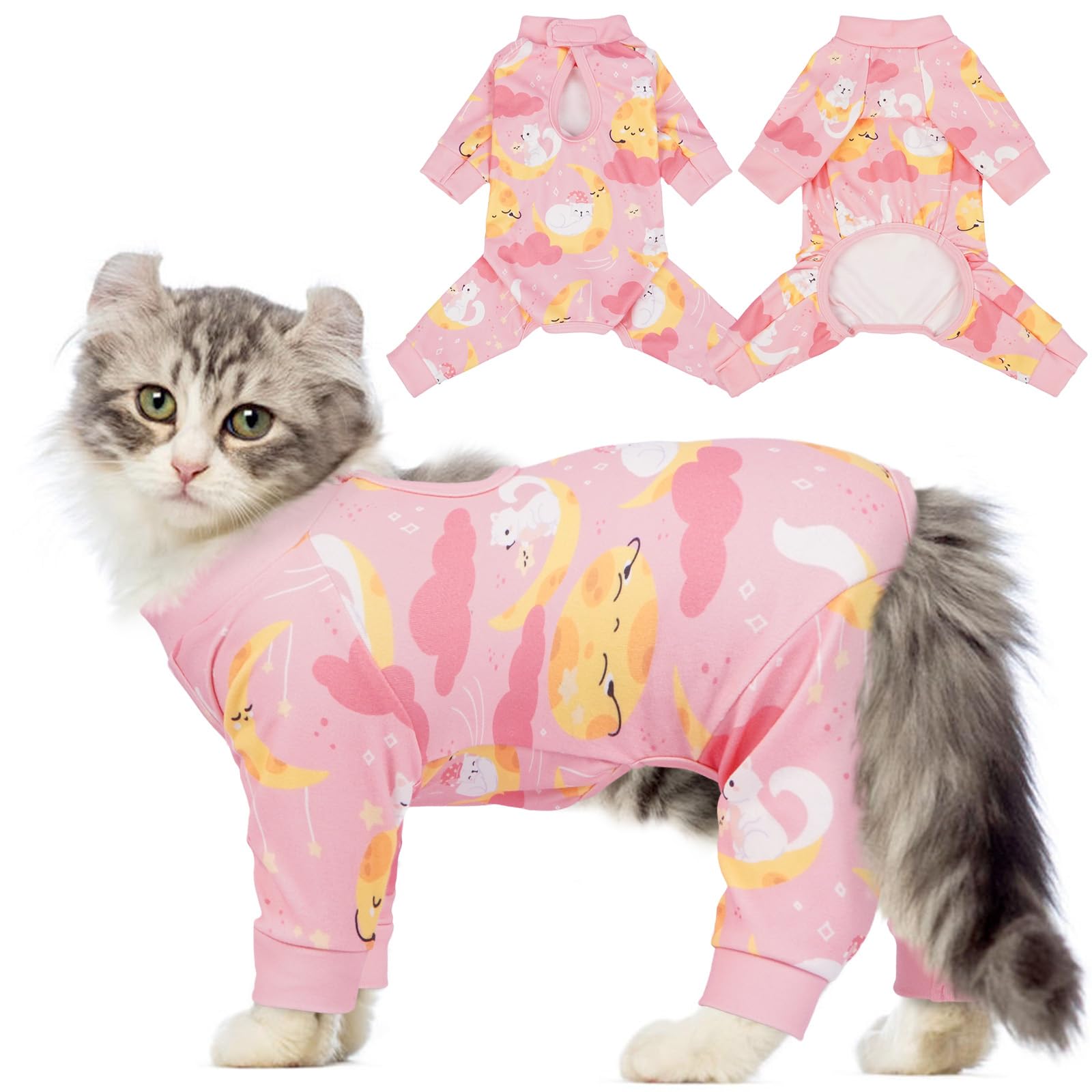 QBLEEV Cat Onesie After Surgery, Sticky Hair Cat Clothes for Cats Only