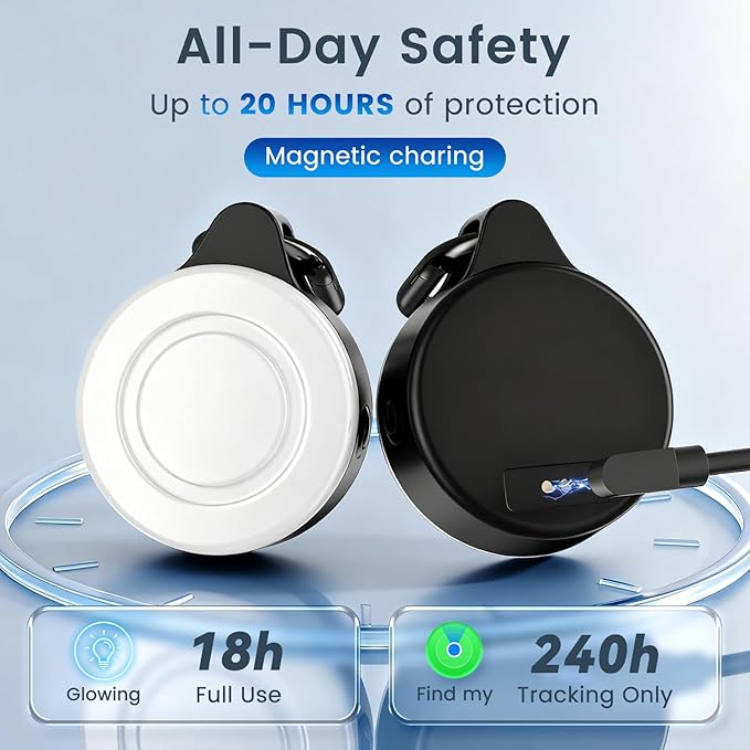 2-in-1 GPS Tracker Dog Light | Smart Tracking Pet LED Light for iOS Only | IP68 Waterproof | 6 Modes Dog Collar Light for Night Walking, Camping | Works with Apple Find My, No Subscription