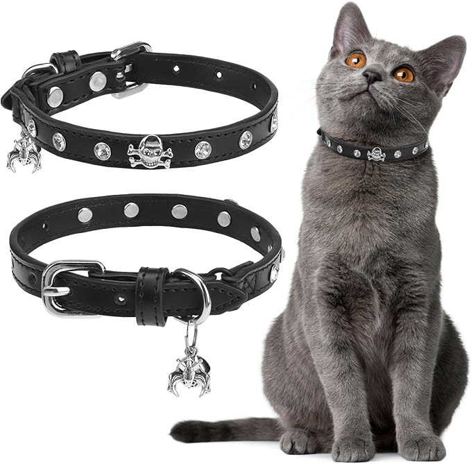 EXPAWLORER Leather Cat Collar for Girl Boy Cats