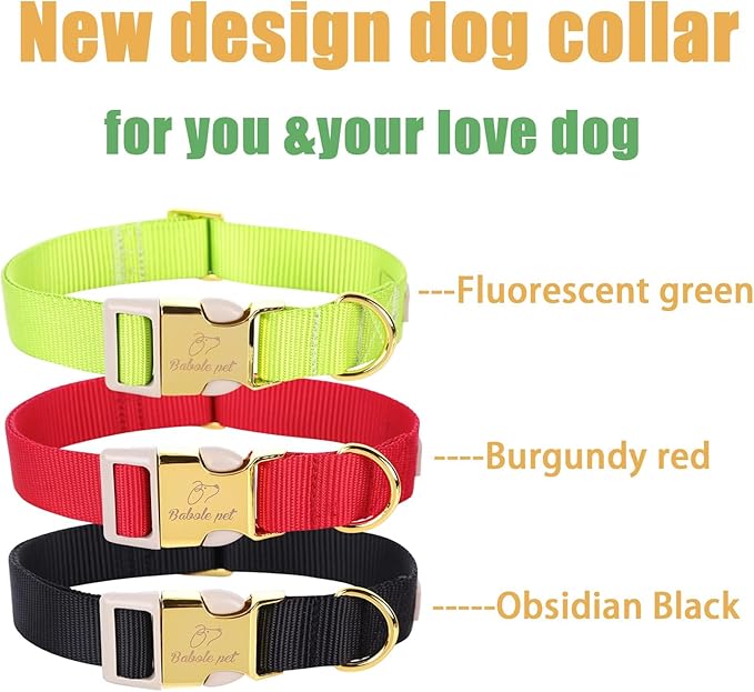 Babole Pet Nylon Dog Collar - Adjustable Black Soft Webbing Dog Collars for Small Medium Large Dogs Boy Girl Puppy Collar with Safety Metal Buckle XS