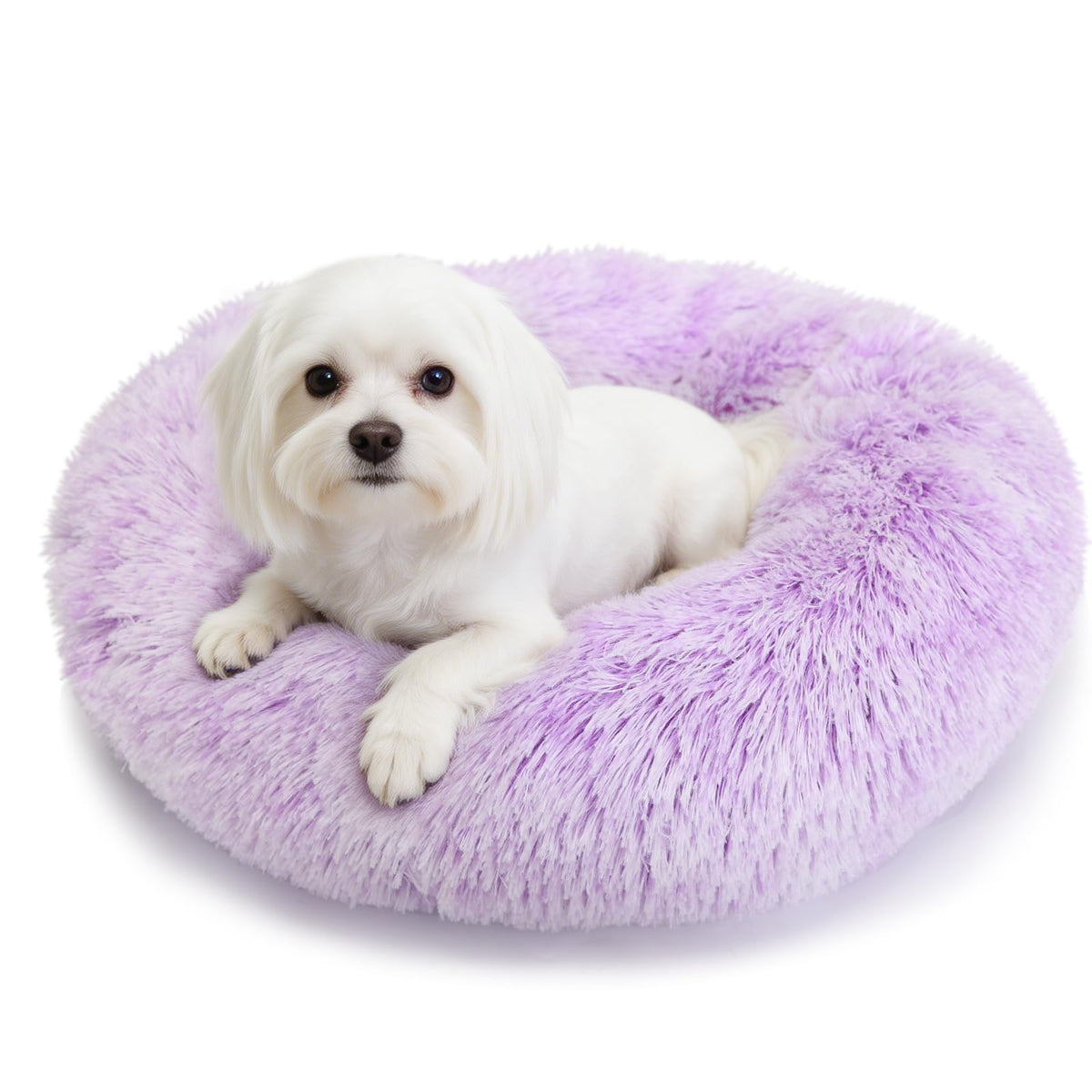 nononfish Round Calming Dog Bed,Plush Donut Pet Bed for Small Dogs