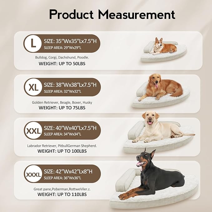 MEKIY Orthopedic Waterproof Dog Bed with Sides for Large Sizes Dogs