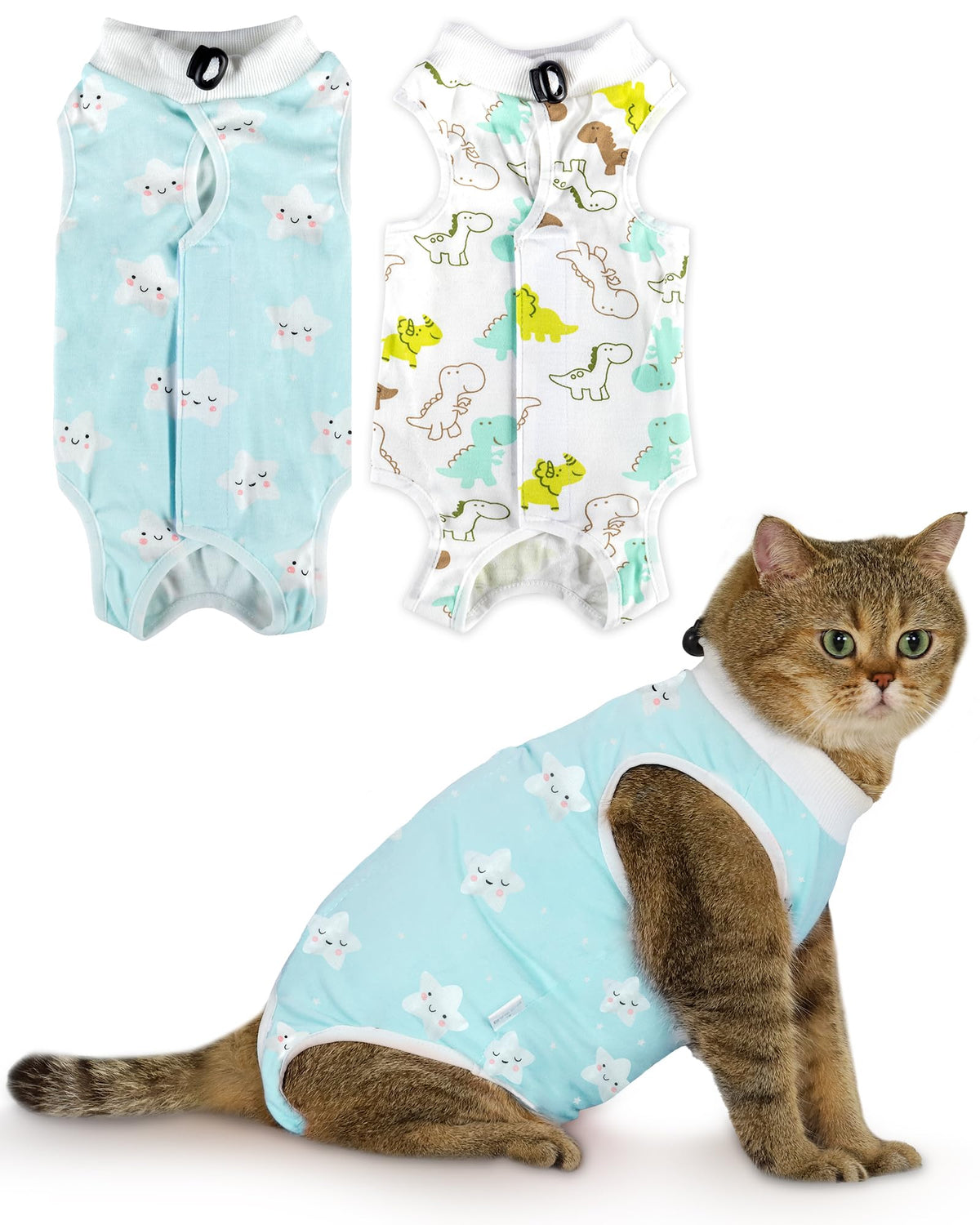 ANWA 2 Pack Cat Recovery Suit Female, Breathable Cat Surgery Recovery Suits