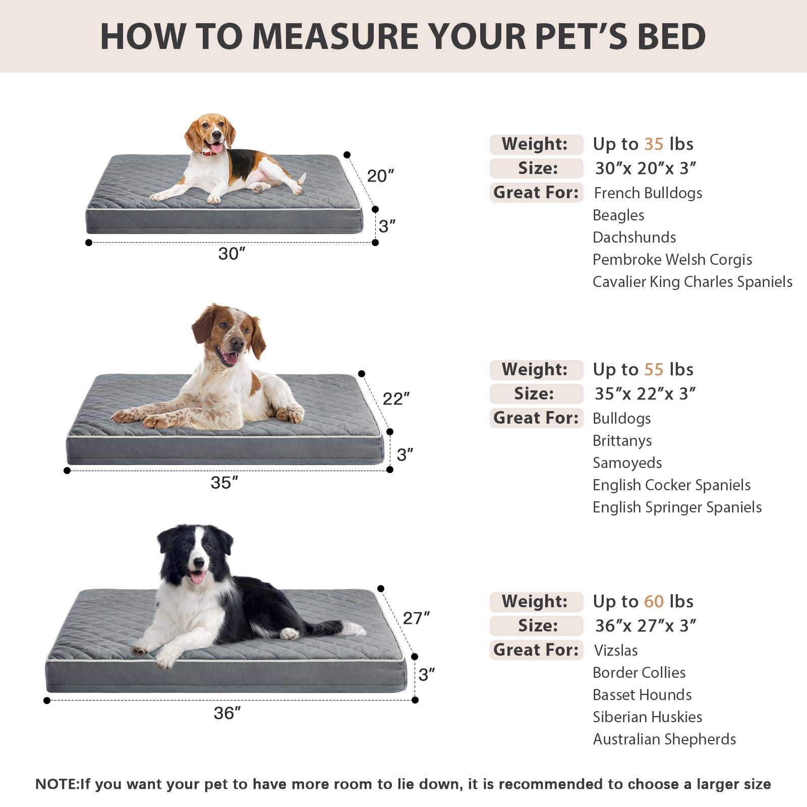 WNPETHOME Orthopedic Waterproof Dog Bed Medium for Comfy Sleeping