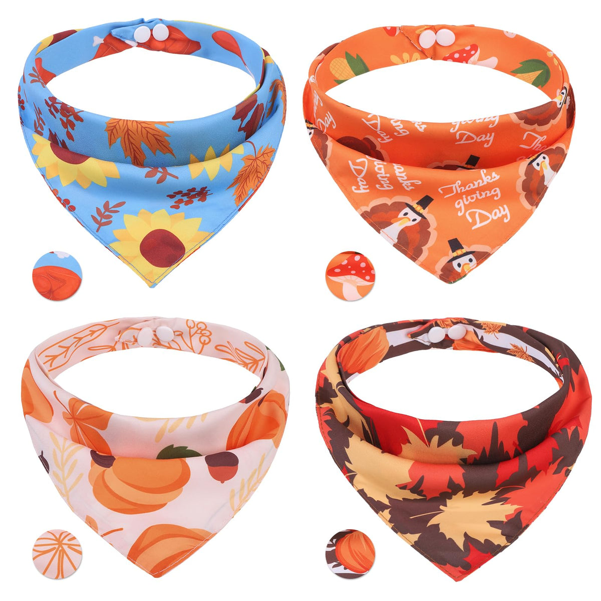 PAWCHIE Dog Cooling Bandana Small, 4 Packs Ice Cool Pet Triangle Scarf Bibs Reversible Styles, Summer Adjustable with Two Snaps, Kerchief Set Accessories for Dogs, Puppy, Cats