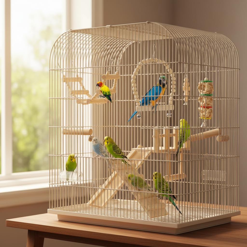 Morezi Bird Swing for cage Parakeet Parrot Swing Wood Hemp Rope Ladder Toy Play Gym Hanging Swing Parrot Perch Hammock Toy for Budgerigar Conure Cockatiel mynah Finches Small Medium Breeds 10pcs