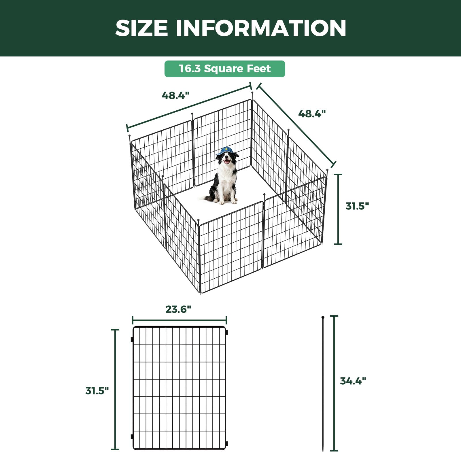 FXW MiniPaws Dog Playpen, Indoor, Yard & RV Camping, 32" H, 8 Panels
