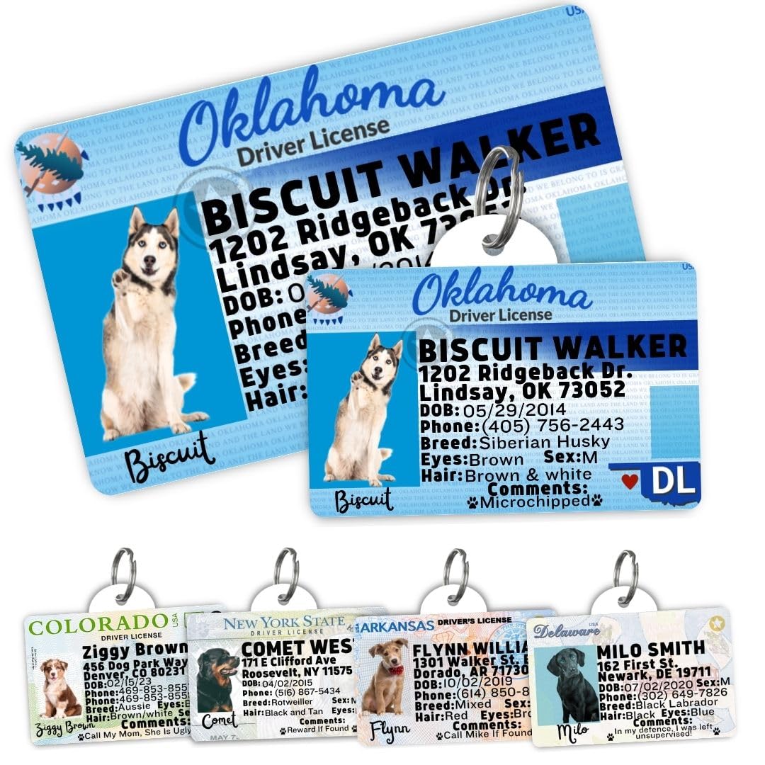 Dog Tags Personalized, Dog ID License Tag for Pets (Arizona, Wallet Card)