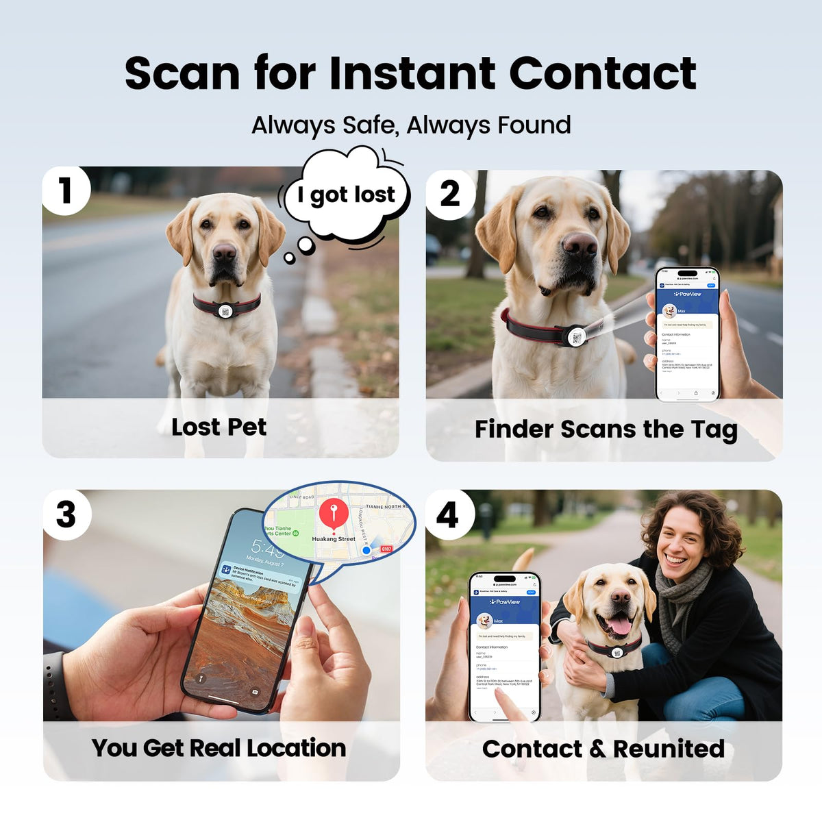 Smart Pet Tracker for Collar - Dog Trackers Location for Pet with Holder, No Monthly Fee, Real-Time Tracking, iOS Only, Long-Lasting, IPX6 Waterproof, Anti-Lost Tracker for Cats, Bag Straps, Black