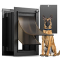 Cat Door for Wall, All Aluminum Doggy Doggie Pet Door Small Dog Door, With Closing Panel, 2 Magnetic Flaps Energy Efficient, Wide Telescoping Tunnel for Interior & Exterior Wall, Pets Up to 22Lb Black
