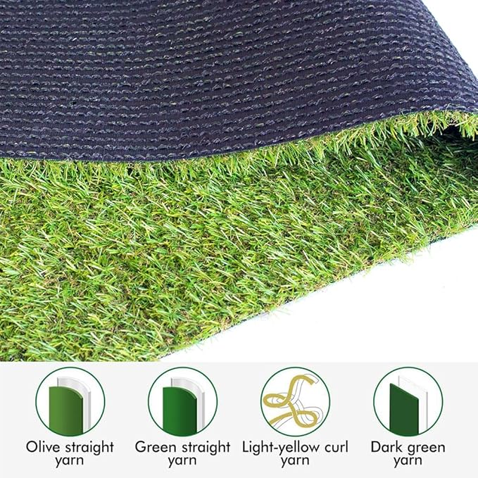 SUWUYUE Artificial Grass Outdoor Rug, 3FT x 5FT (15 Square Feet) 0.8 inch Realistic Fake Synthetic Grass Carpet, 20mm Thick Indoor Outdoor Grass Lawn Rugs Landscape for Pets, Patio, Garden