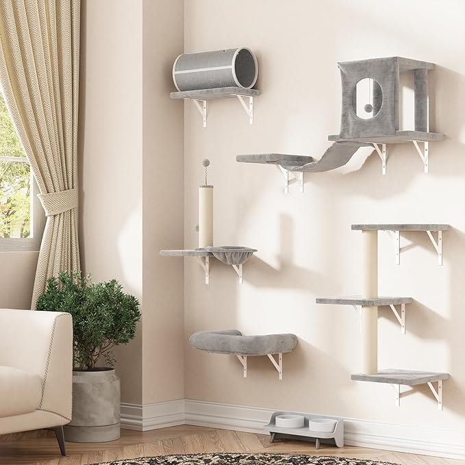 7-in-1 Cat Wall Shelves, Wall Mounted Climber Set