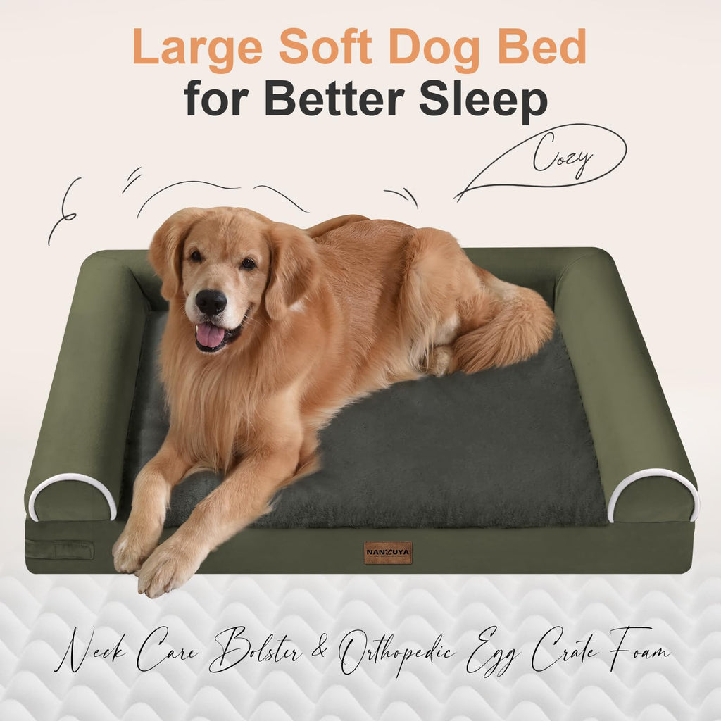 NANUYA Orthopedic Dog Bed for Large Dogs, 36 x 27 Inch, Dark Green