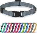 Joytale Puppy Collar, Feather-Light Double-Sided Reflective Nylon Collar for Night Safety, Adjustable Quick-Release for Extra Small Dogs, Gray, XS (3/8" Width)