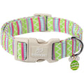 Babole Pet Easter Dog Collar for Large Dogs - Brightly Colored Stripe Easter Collars for Boy Girl Dogs, Adjustable Spring Holiday Pet Collars with Quick Release Buckle L