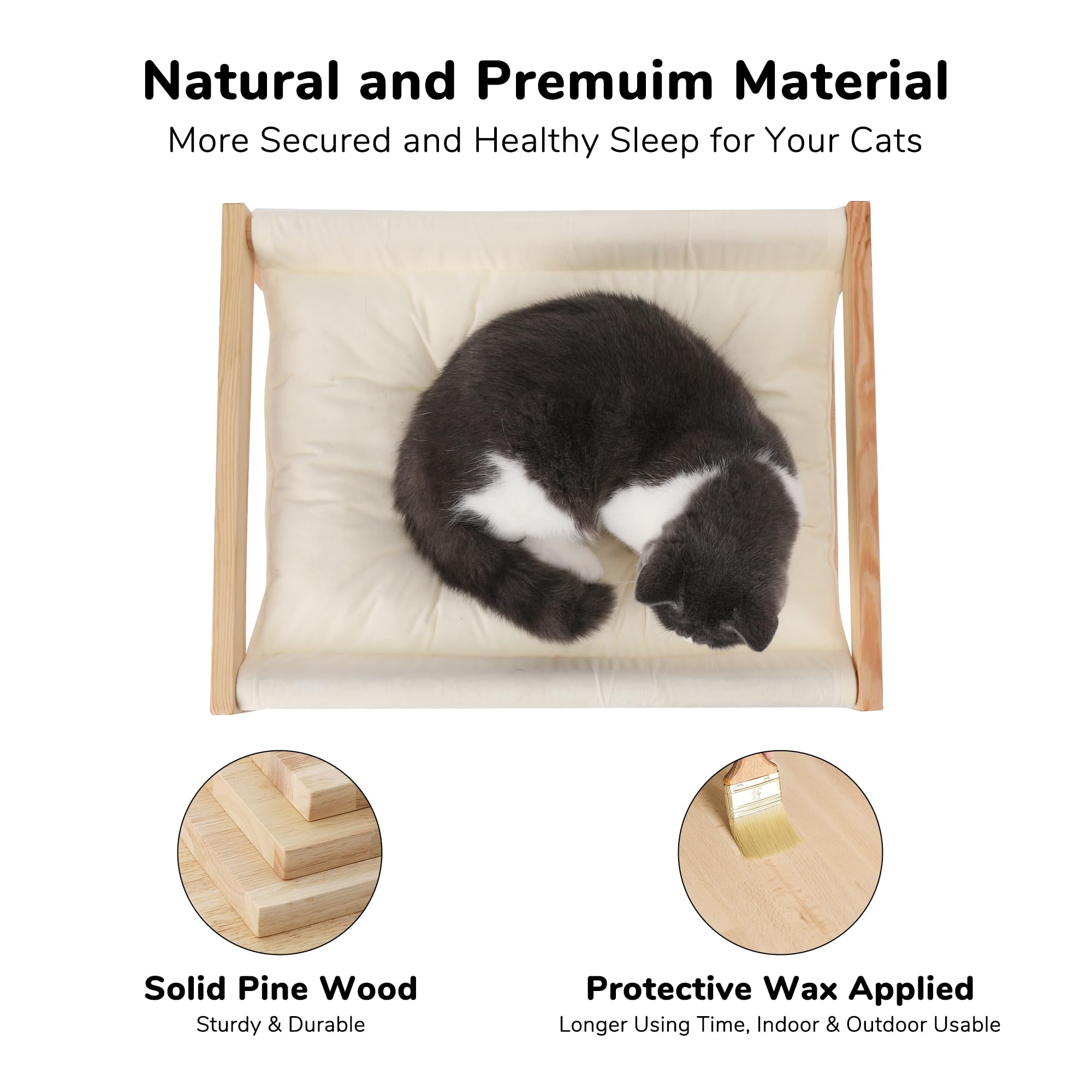 FUKUMARU Large Cat Hammock, Raised Dog Bed for Indoor and Outdoor, Washable