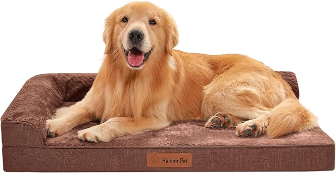 Rainmr Waterproof Dog Bed for Small Dogs - Orthopedic Memory Foam Puppy Couch Sofa, Removable Cover & Anti-Slip Bottom, 41x27 Inches