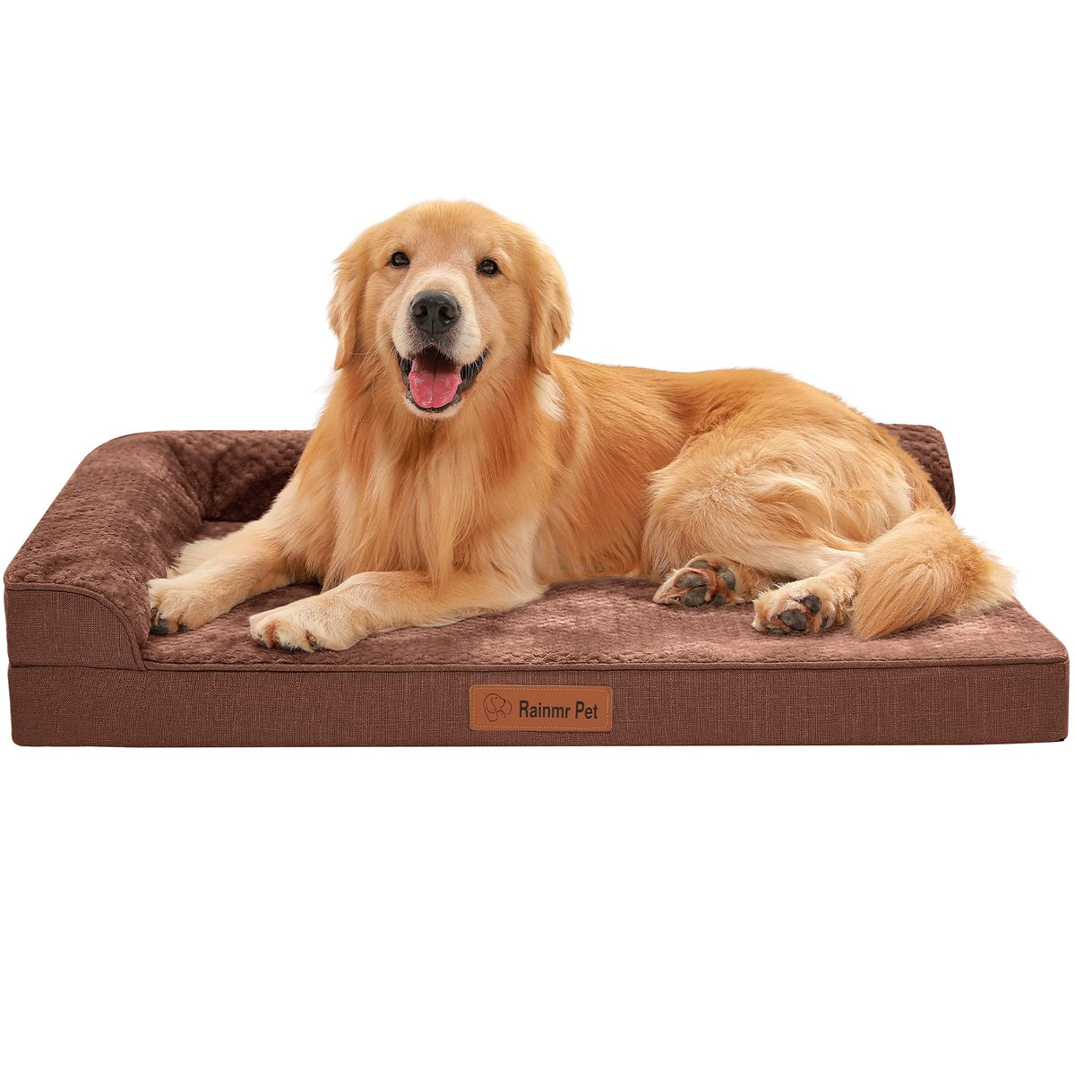 Rainmr Waterproof Dog Bed for Small Dogs - Orthopedic Memory Foam Puppy Couch Sofa, Removable Cover & Anti-Slip Bottom, 36x27 Inches, Brown